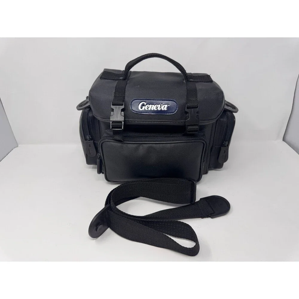 Geneva Padded Camera Bag with Shoulder Strap - Black Vinyl, 13x8x7 in EUC